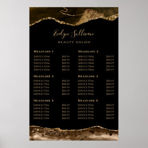 Brown and Gold Agate Price List Poster
