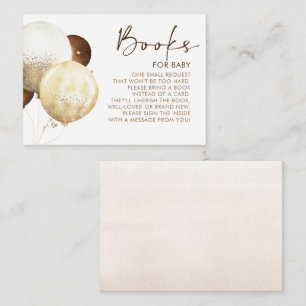 Brown and Gold Balloons Baby Shower Books Enclosure Card