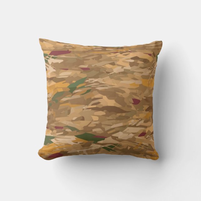 Brown and Gold Camouflage Throw Pillow (Front)