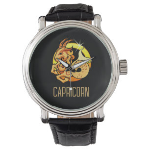 Brown and gold Capricorn zodiac sign black Watch