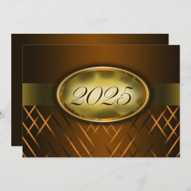 Brown and Gold Class of 2025 Party Invitation (Front/Back)