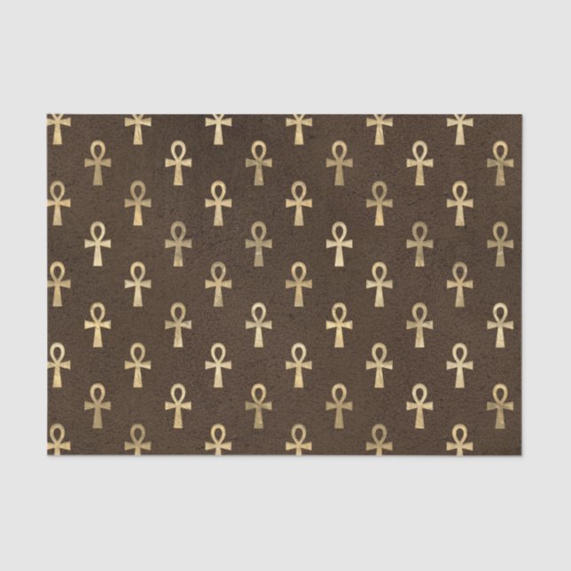 Brown and Gold Egyptian Symbol  Tissue Paper (Front)