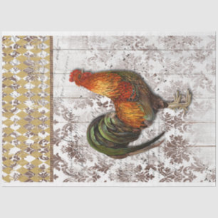 Brown and Gold Farmhouse Rooster Tissue Paper