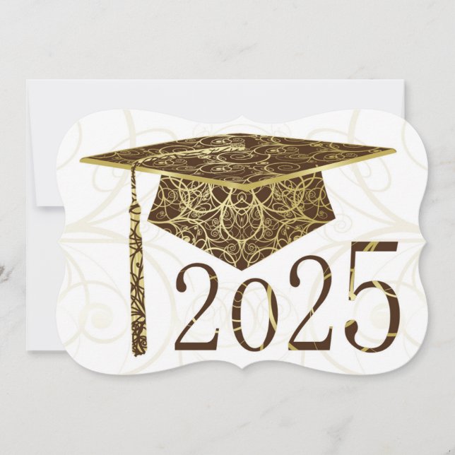 Brown and Gold Floral Cap 2025 Card (Front)