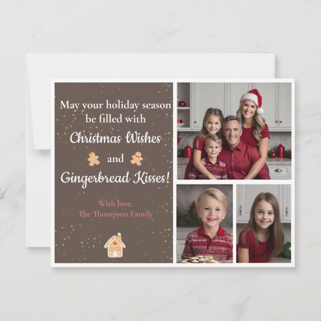 Brown and Gold Gingerbread Holiday Christmas Card (Front)