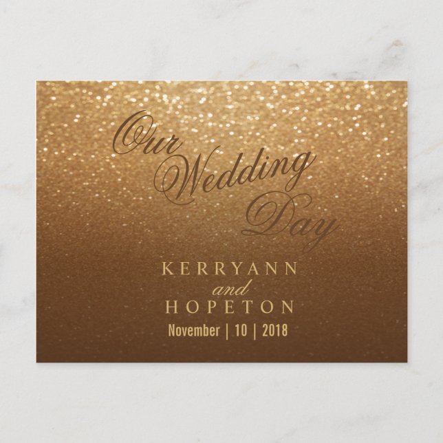 Brown and Gold Glitter - RSVP Postcard (Front)