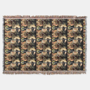 Brown and Gold Guitar Art Throw Blanket