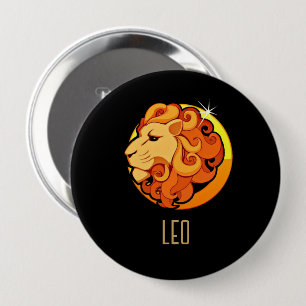 Brown and gold Leo zodiac sign black 10 Cm Round Badge