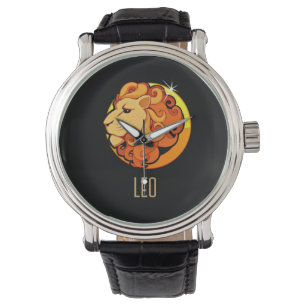 Brown and gold Leo zodiac sign black Watch
