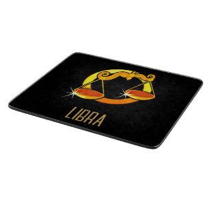 Brown and gold Libra zodiac sign black Cutting Board