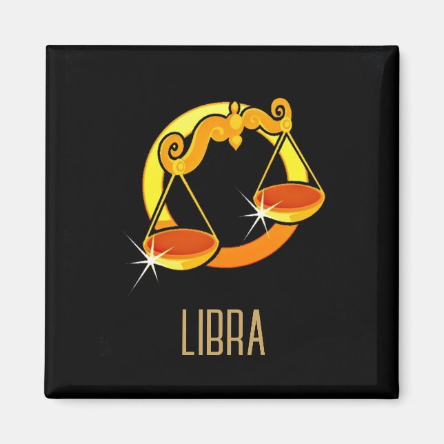 Brown and gold Libra zodiac sign black Magnet (Front)