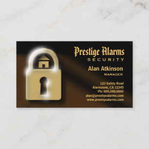 Brown and Gold Pad Lock Security Business Cards
