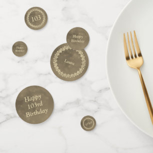 Brown and Gold personalised 103rd birthday Confetti