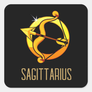 Brown and gold Sagittarius zodiac sign black Square Sticker