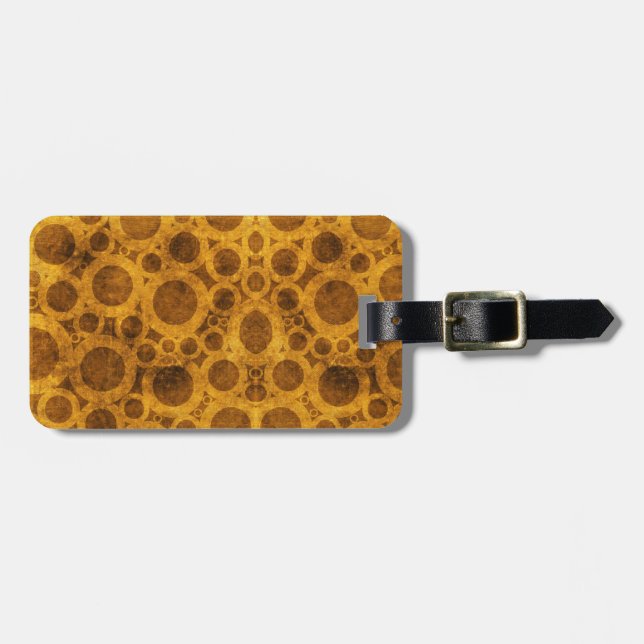 Brown and Gold Steampunk Pattern Luggage Tag (Front Horizontal)