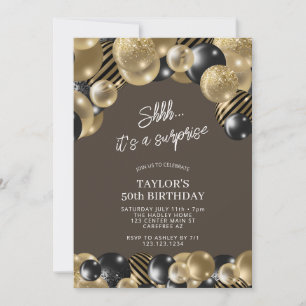 Brown and Gold Surprise 50th Birthday Invitation