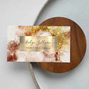 Brown and Gold Watercolor Business Card