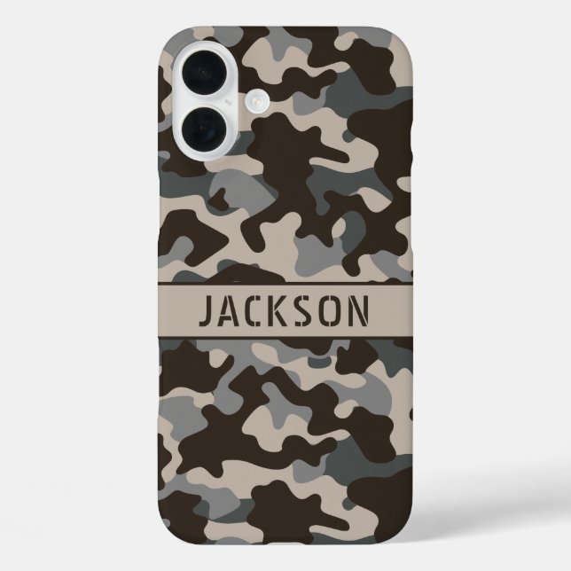 Brown and Gray Camouflage Personalized Case-Mate iPhone Case (Back)