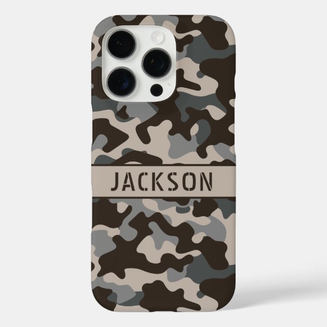 Brown and Gray Camouflage Personalized Case-Mate iPhone Case (Back)