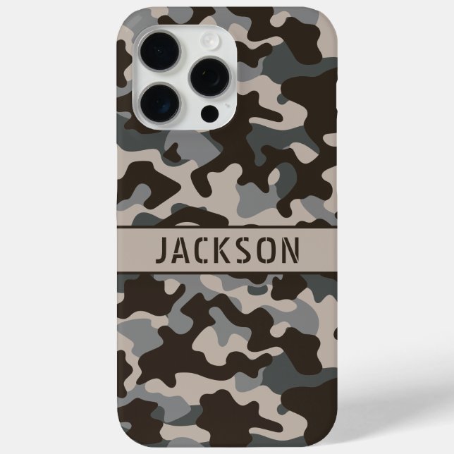 Brown and Gray Camouflage Personalized Case-Mate iPhone Case (Back)