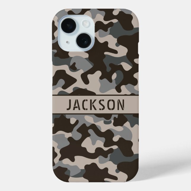 Brown and Gray Camouflage Personalized Case-Mate iPhone Case (Back)