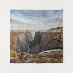 BROWN AND GRAY ROCKY MOUNTAIN UNDER GRAY CLOUDS TAPESTRY