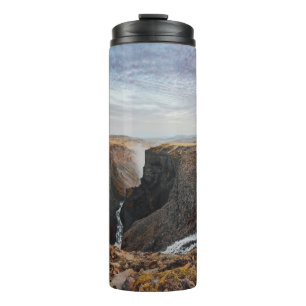BROWN AND GRAY ROCKY MOUNTAIN UNDER GRAY CLOUDS THERMAL TUMBLER