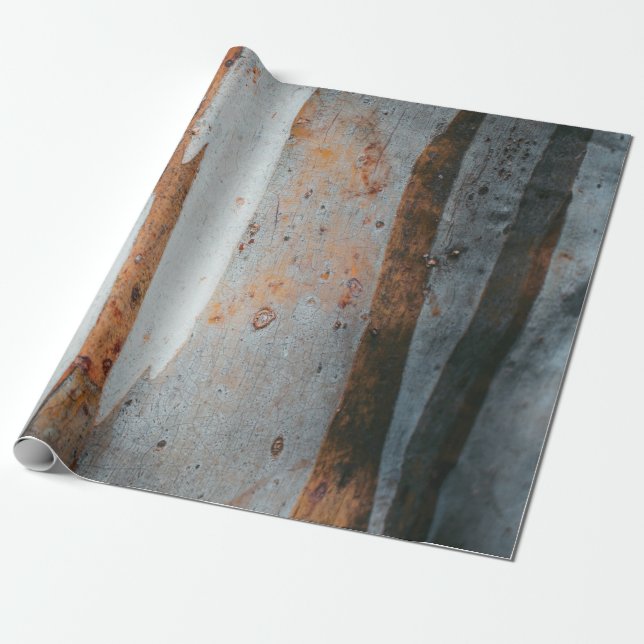 Brown and gray tree trunk wrapping paper (Unrolled)