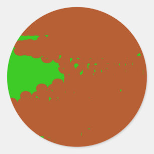 brown and green abstract art classic round sticker
