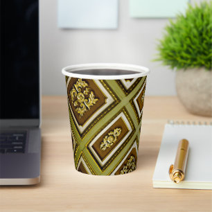 Brown and Green Architectural  Paper Cups