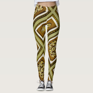 Brown and Green Architecture Leggings