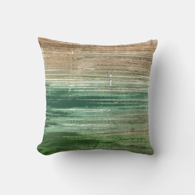 Brown and green art cushion (Front)