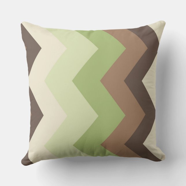 Brown and green chevron Pattern Cushion (Back)