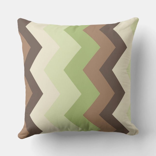 Brown and green chevron Pattern Cushion (Back)