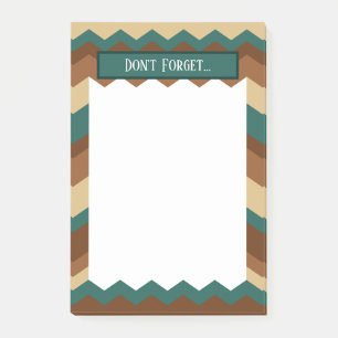 Brown and Green Chevron Pattern Reminder Post-it Notes