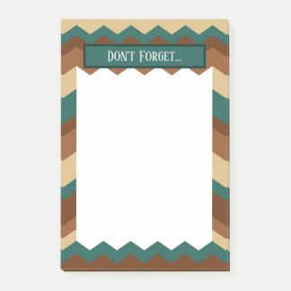 Brown and Green Chevron Pattern Reminder Post-it Notes