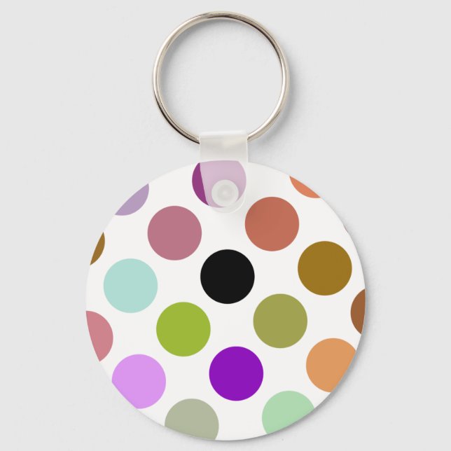 Brown And Green Colourful Dots Key Ring (Front)
