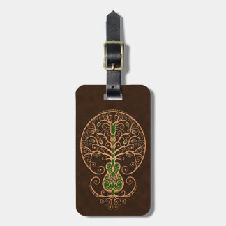 Brown and Green Guitar Tree of Life Luggage Tag