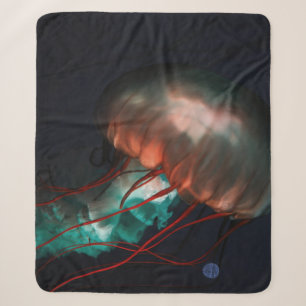 BROWN AND GREEN JELLYFISH SHERPA BLANKET