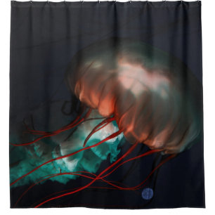 BROWN AND GREEN JELLYFISH SHOWER CURTAIN