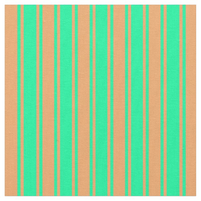Brown and Green Lines/Stripes Pattern Fabric (Close Up)
