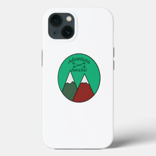 Brown and Green Mountain Design Adventure Awaits iPhone 13 Case