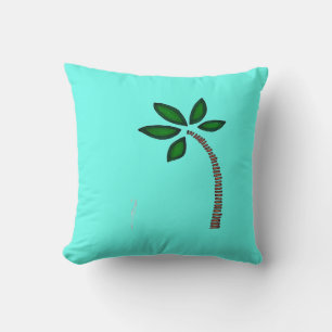 Brown and green palm tree drawing cushion