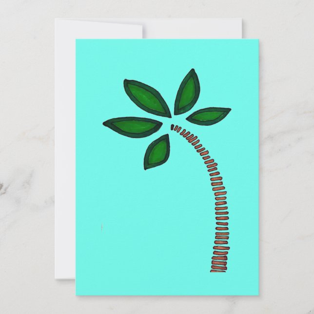 Brown and green palm tree drawing invitation (Front)