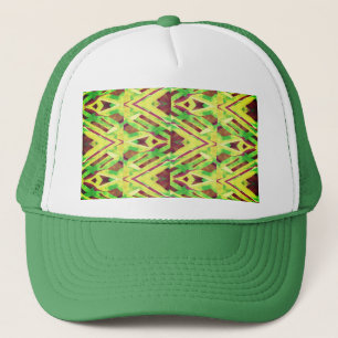 Brown and green pattern trucker hat