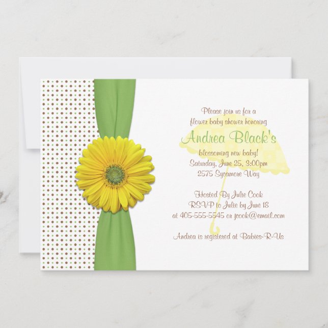 Brown and Green Polka Dots Baby Shower Invitation (Front)