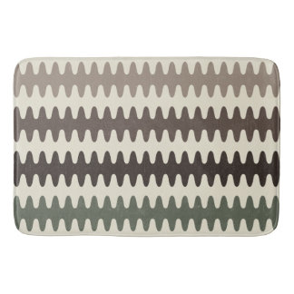 Brown and Green Retro Wavy Bath Mat