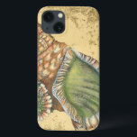 Brown and Green Seashell iPhone 13 Case<br><div class="desc">If you can't get to the beach today,  get this classic style image of this unique green and brown seashell today! This seashell by the ocean is surrounded by warm sand in this painting and would go great on any nautical products.</div>