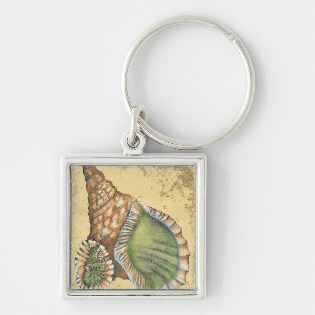Brown and Green Seashell Key Ring (Front)
