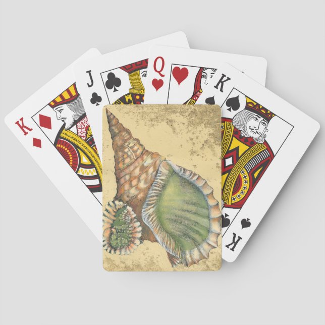 Brown and Green Seashell Playing Cards (Back)